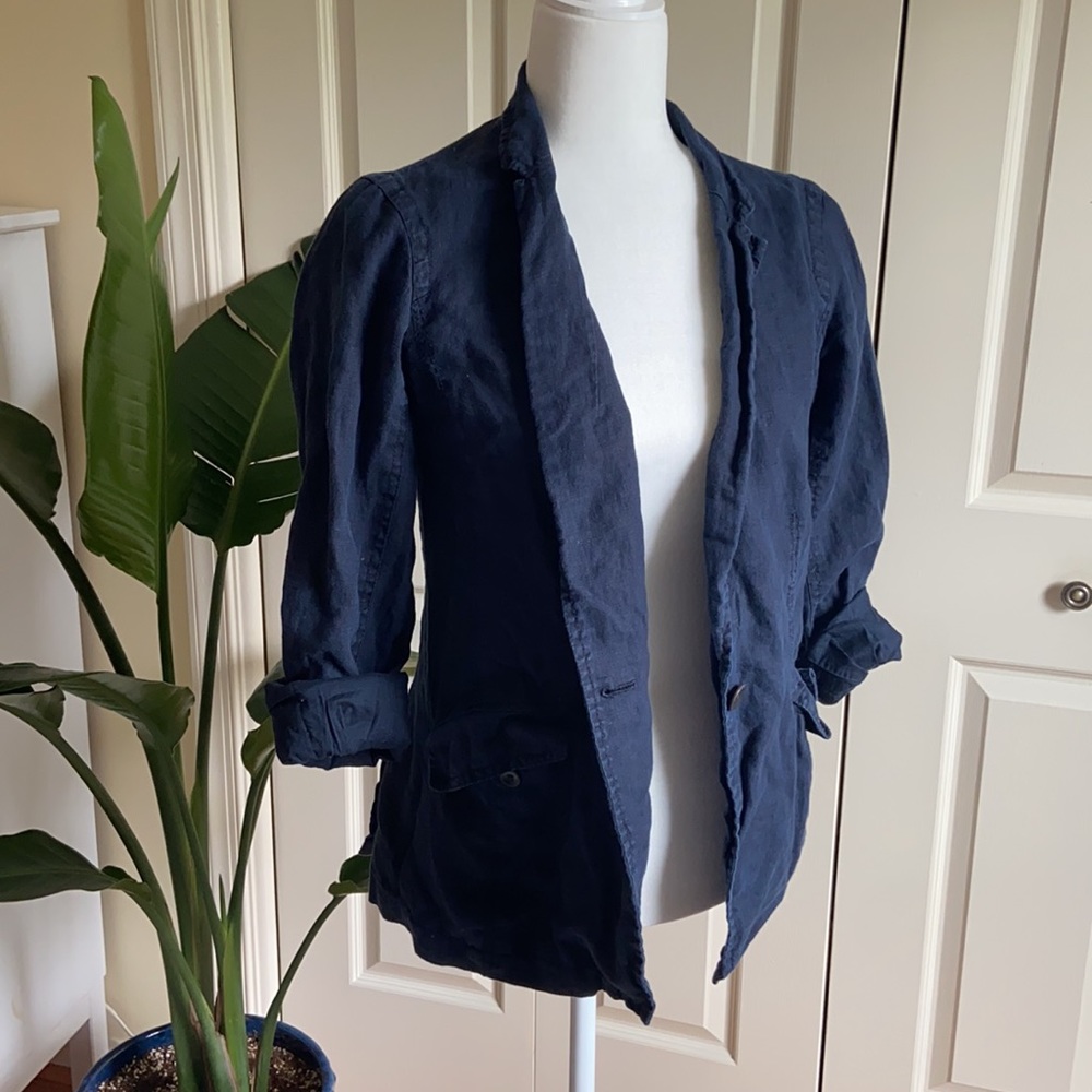 Gap navy linen blazer jacket, women 6